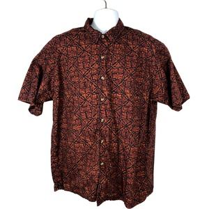 Woolrich Men's Short Sleeve Button Down Shirt Size XL Geometric Pattern